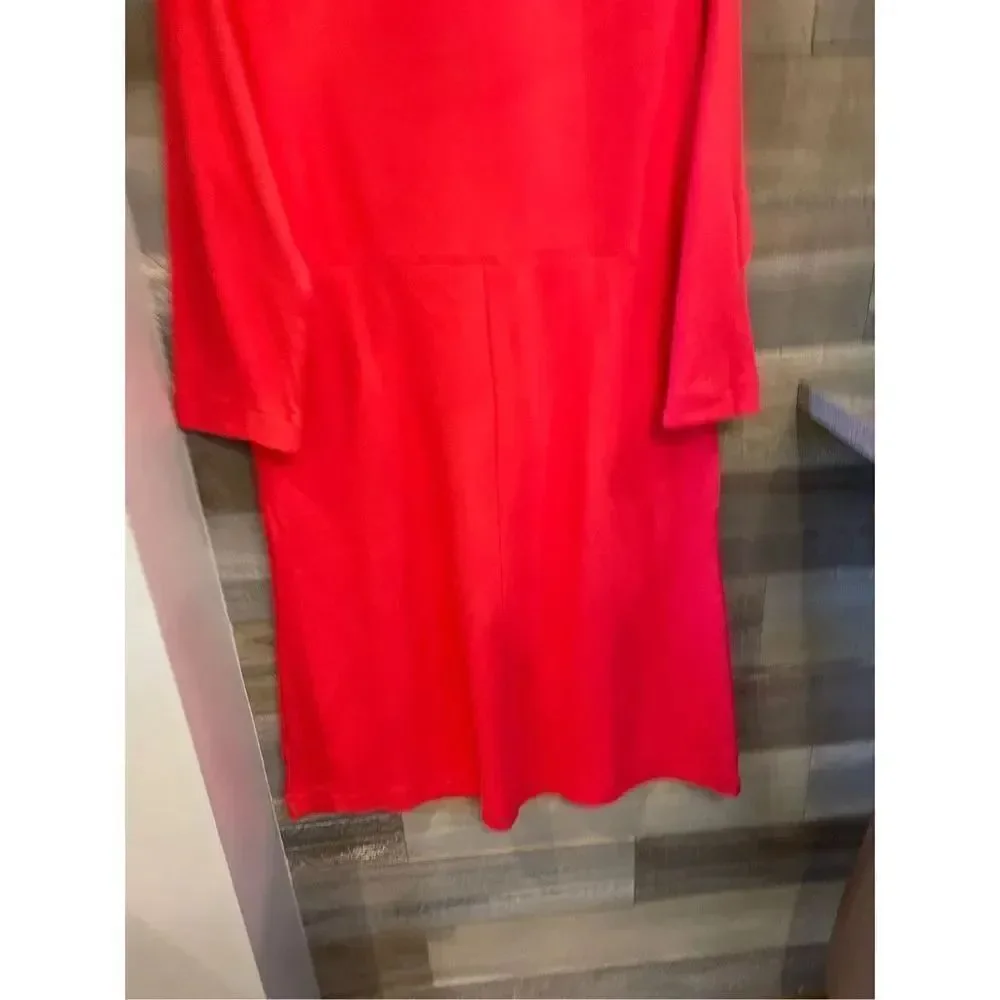 Jaclyn Smith NWT XL Coral spring casual tailored pullover 3/4 sleeve dress w/fro